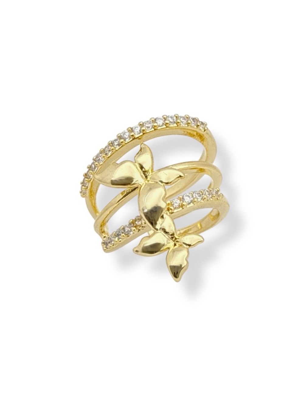 Butterfly Ear Cuff Gold Plated Real Zirconia - Picture 2 of 10